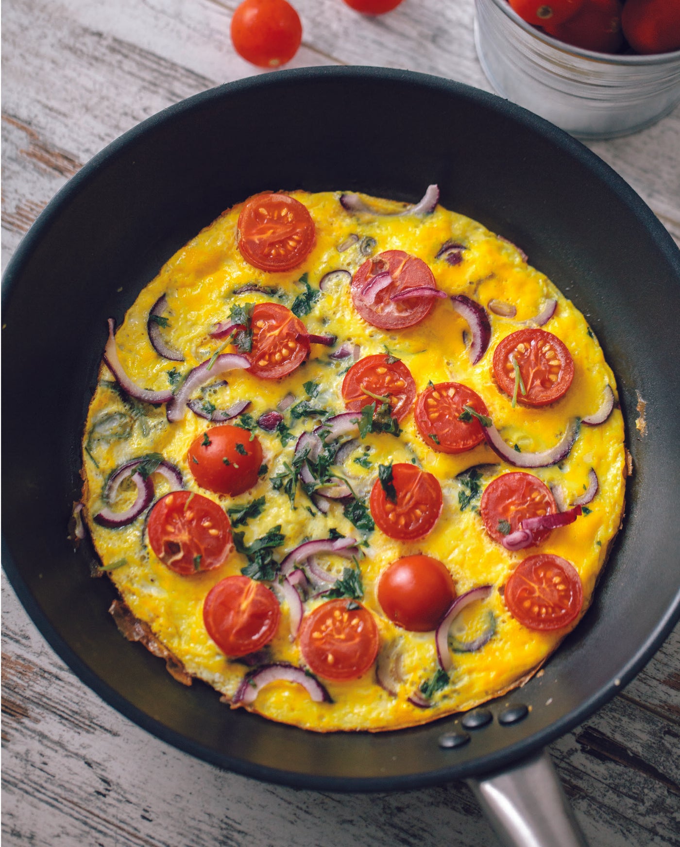Hemp Omelette with Fried Tomatoes