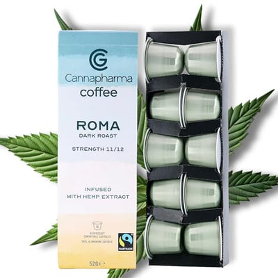 CBD Coffee Capsules - 10 x ROMA Dark Roast - 100mg